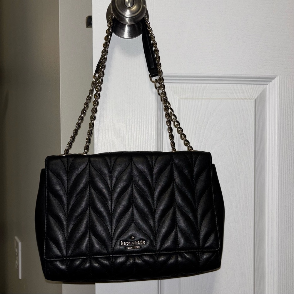 Kate Spade Black Leather Quilted Chain Shoulder Bag